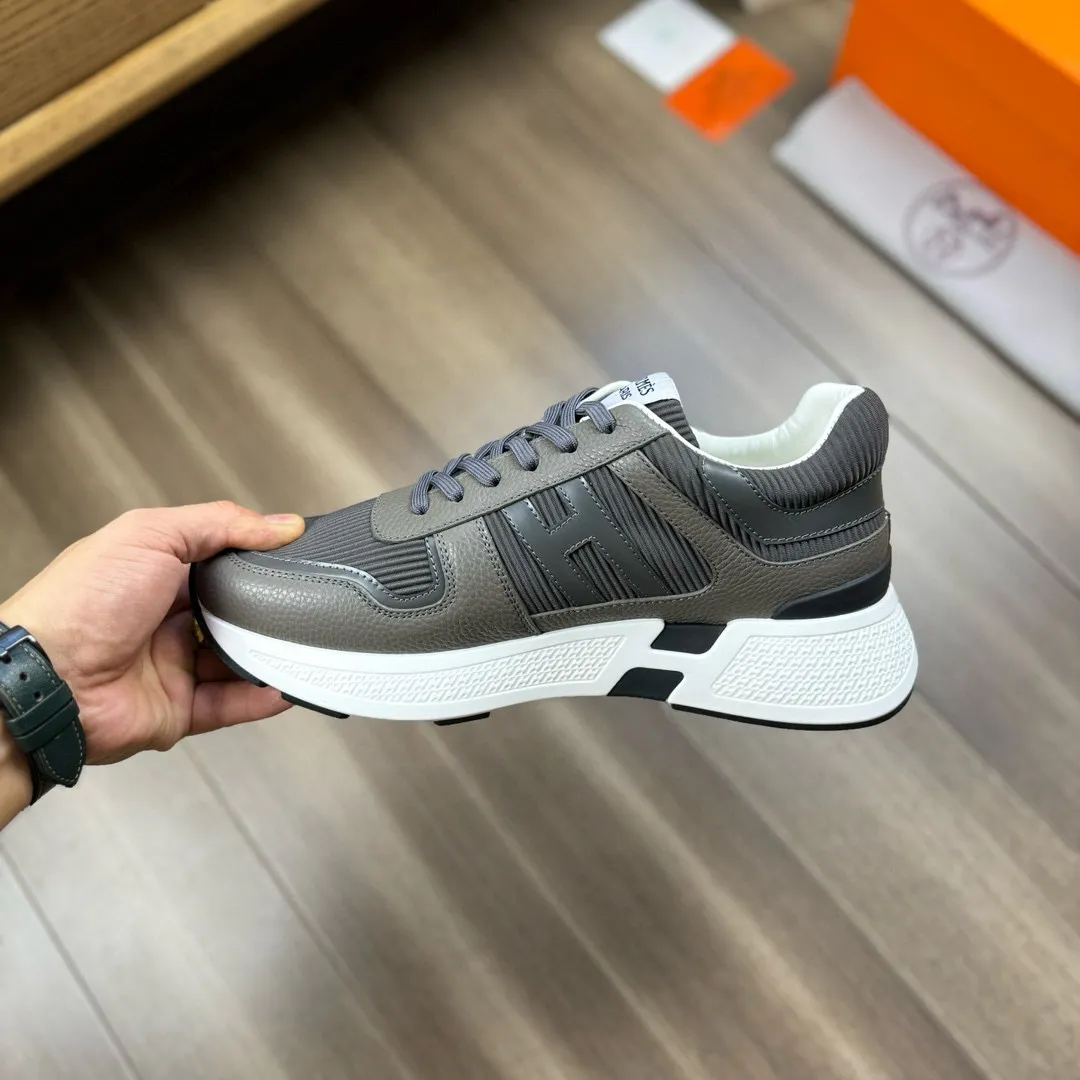 [HERMES] Hermès men's shoes 💰520💰 - High-end quality original order - Upper: 🔝 tumbled calfskin, high mercerized striped fabric, sewn brand H totem - Lining: water-dyed cowhide - Outsole: ultra-light T men's shoes 💰U foam rubber; two-color molded outsole - Super high quality control, fine workmanship: highlighted (high-end, luxury, grade) -Size :38-44, (45, customized)
